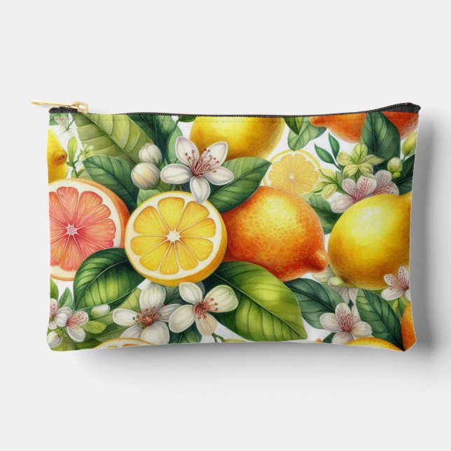 Pochette À Accessoires Motif de fruits d'agrumes à l'aquarelle (Recto)