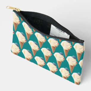 Pochette À Accessoires Motif de glace de Bichon souriant sarcelle Art