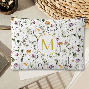 Pochette À Accessoires Motif de jardin de fleurs sauvages Monogramme pers