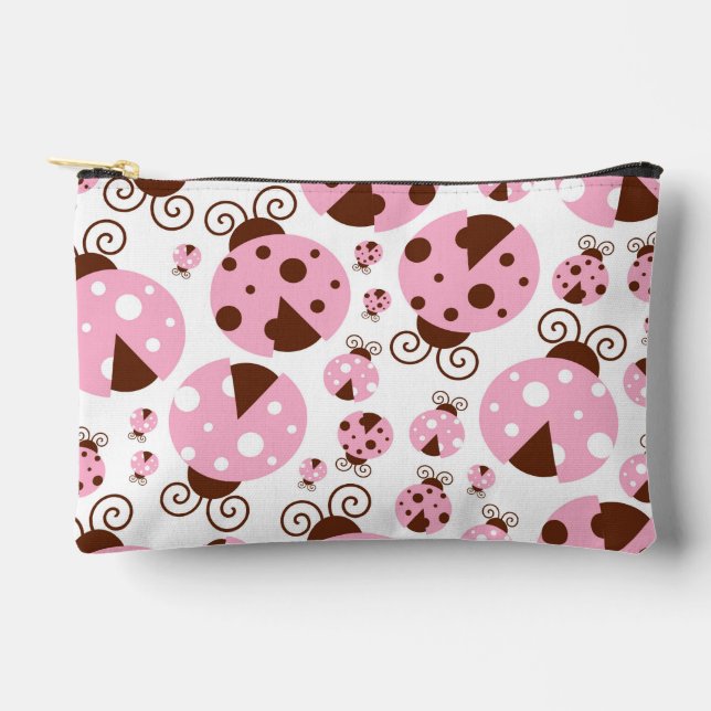 Pochette À Accessoires Motif De Ladybugs, Mignons Ladybugs, Pink Ladybugs (Recto)