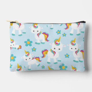 Pochette À Accessoires Motif de licornes, licornes mignonnes, fleurs