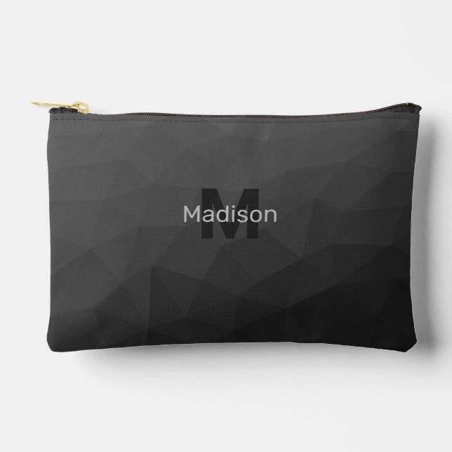 Pochette À Accessoires Motif de maille géométrique gris foncé Monogramme (Recto)