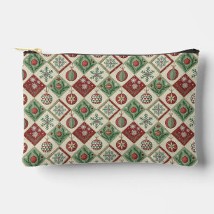 Pochette À Accessoires Motif de Noël brodé en patchwork vintage