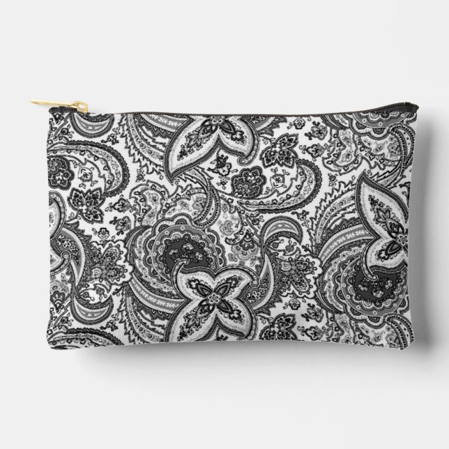 Pochette À Accessoires Motif de paisley noir (Recto)