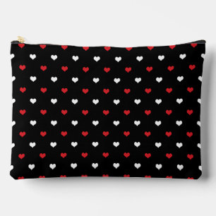 Pochette À Accessoires Motif de petits cœurs rouges et blancs sur fond no