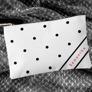 Pochette À Accessoires Motif de points de Polka Noir