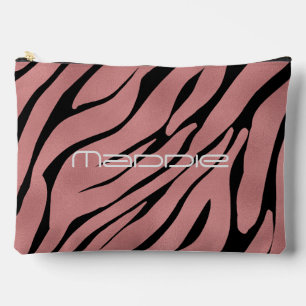 Pochette À Accessoires Motif de rayures de zèbre rose métallique