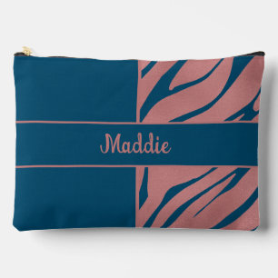 Pochette À Accessoires Motif de rayures de zèbre rose métallique
