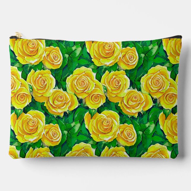 Pochette À Accessoires Motif de Rose d'aquarelle jaune (Recto)