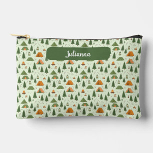 Pochette À Accessoires Motif de tente d'aventure en plein air avec nom pe