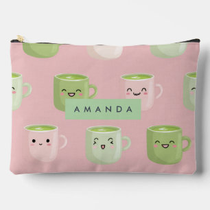 Pochette À Accessoires Motif de thé Pastel Kawaii Matcha personnalisé