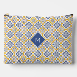 Pochette À Accessoires Motif de tuiles portugaises Monogramme personnalis