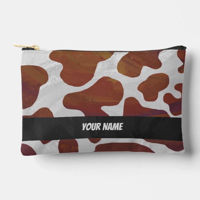 Pochette À Accessoires Motif de vache Brown et blanc (Recto)