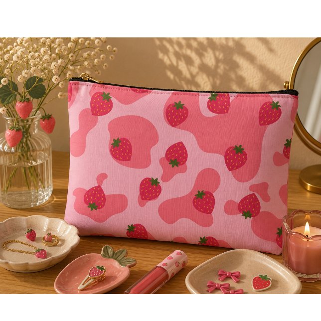 Pochette À Accessoires motif de vache fraise kawaii  (Créateur téléchargé)