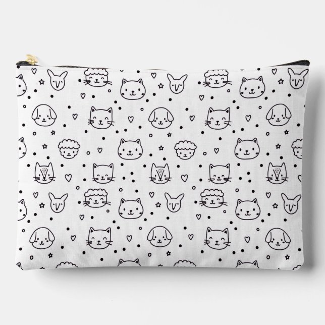 Pochette À Accessoires Motif de Visages d'Animaux Mignons (Recto)