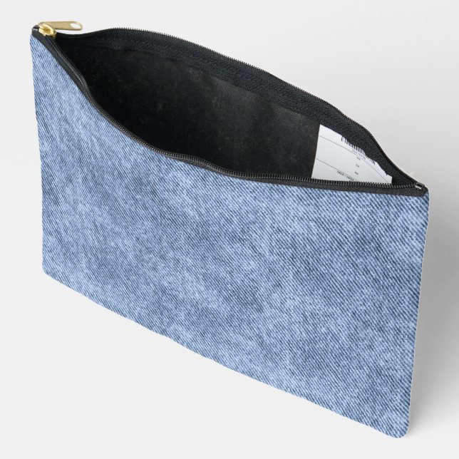 Pochette À Accessoires Motif Denim Blue Denim (Ouvrir)