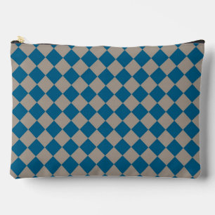 Pochette À Accessoires Motif diamant à carreaux bleu gris grand