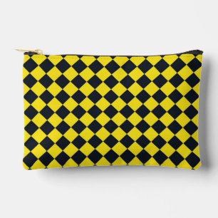 Pochette À Accessoires Motif diamant à carreaux jaune noir petit