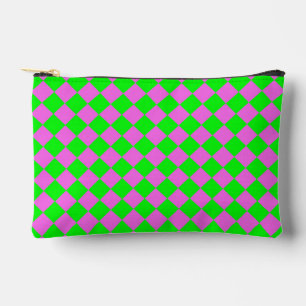 Pochette À Accessoires Motif diamant à carreaux rose vert petit