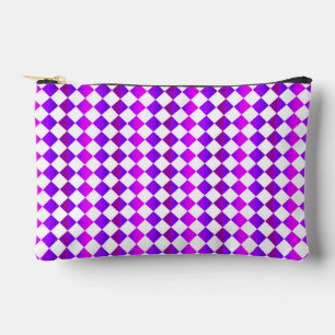Pochette À Accessoires Motif diamant à carreaux rose violet blanc Petit
