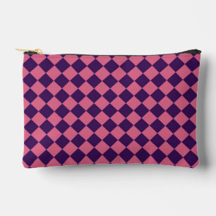 Pochette À Accessoires Motif diamant à carreaux rose violet petit