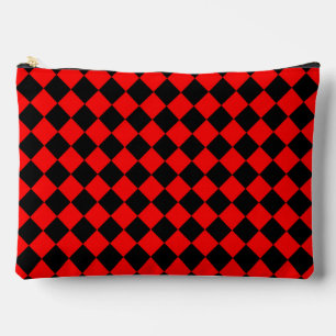 Pochette À Accessoires Motif diamant à carreaux rouge et noir grand