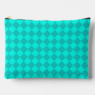 Pochette À Accessoires Motif diamant à carreaux sarcelle grand