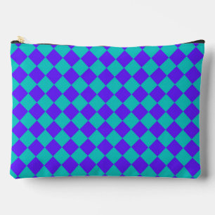 Pochette À Accessoires Motif diamant à carreaux sarcelle violet grand