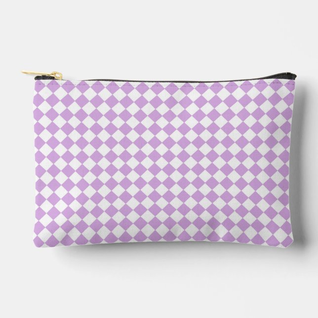 Pochette À Accessoires Motif diamant de Checker blanc violet (Recto)