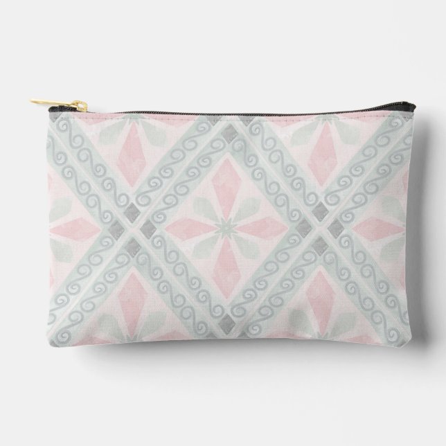 Pochette À Accessoires Motif diamant pastel vert et rose (Recto)