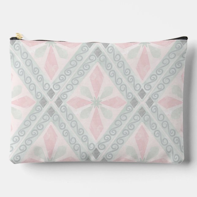 Pochette À Accessoires Motif diamant pastel vert et rose (Recto)