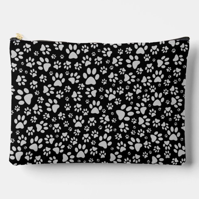 Pochette À Accessoires Motif d'impression de pattes argentées brillantes  (Recto)