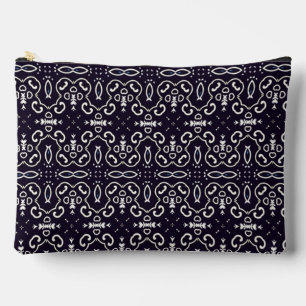 Pochette À Accessoires Motif d'ornement blanc vintage élégant sur fond ma