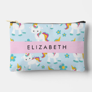 Pochette À Accessoires Motif D'Unicornes, De Bonnes Unicornes, Votre Nom