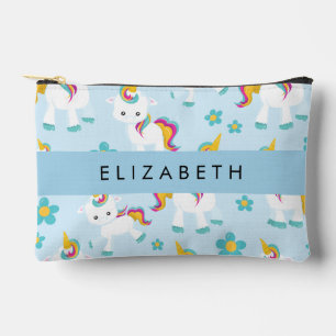 Pochette À Accessoires Motif D'Unicornes, De Bonnes Unicornes, Votre Nom