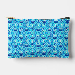 Pochette À Accessoires Motif égyptien Lotus, bleu Cobalt et turquoise