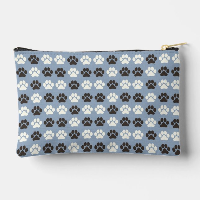 Pochette À Accessoires Motif Empreinte de Patte Argent Bleu (Verso)