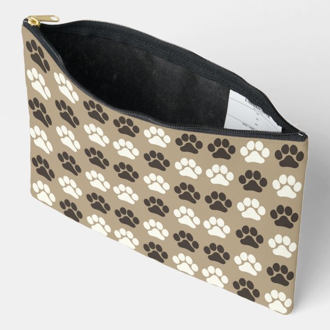 Pochette À Accessoires Motif Empreinte de Patte  Sable Terreux (Ouvrir)