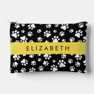 Pochette À Accessoires Motif Empreintes de Patte, Pattes de Chien, Noir e