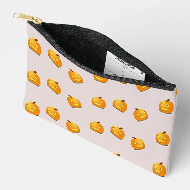 Pochette À Accessoires Motif en chef citrouille orange (Ouvrir)