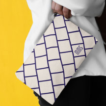 Motif en treillis élégant beige et bleu marine Mon
