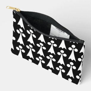 Pochette À Accessoires Motif Ermine, Motif médiéval, Blanc sur Noir