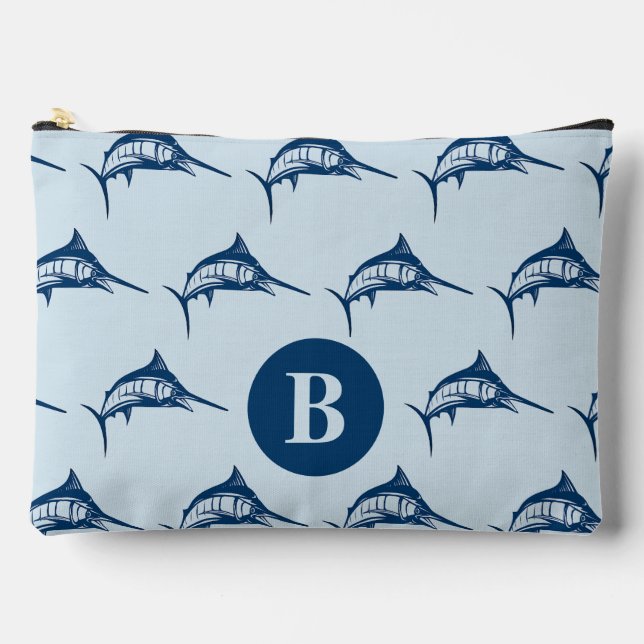 Pochette À Accessoires Motif Espadon Bleu Foncé Monogramme (Recto)
