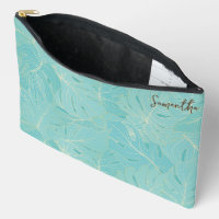 Motif Feuille  Abstrait bleu clair et or
