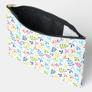 Pochette À Accessoires Motif Feuille assisté multicolore sur blanc