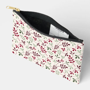 Pochette À Accessoires Motif Feuille assisté Reds & Greens sur Crème