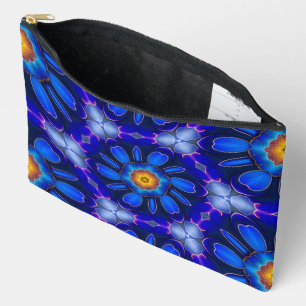 Pochette À Accessoires Motif Fleurs bleues Abstraites