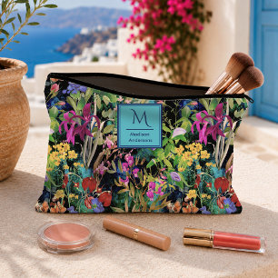 Pochette À Accessoires Motif floral à monogramme coloré joyeux
