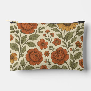 Pochette À Accessoires Motif Floral Automnal Vintage – Botanique Rustique