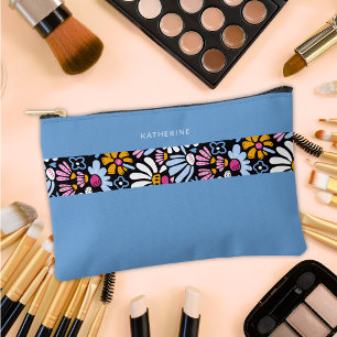 Pochette À Accessoires Motif floral bleu élégant moderne